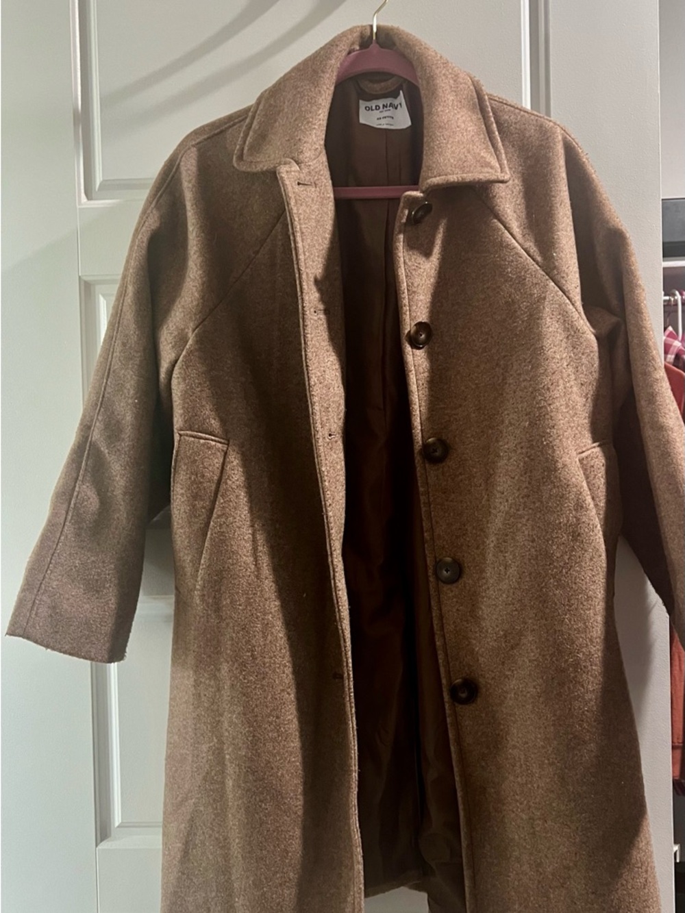 Old Navy Women’s Brown Wool Blend Single-Breasted Trench Coat